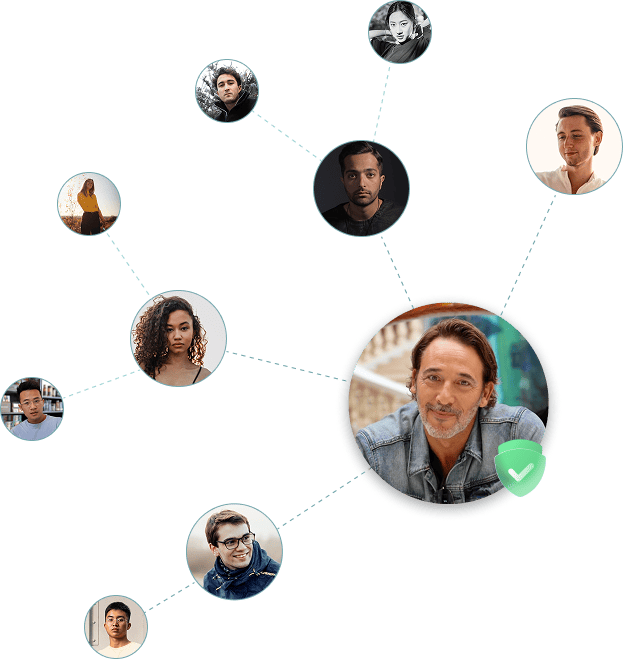 Groupe d'avatar lié par des tirés.