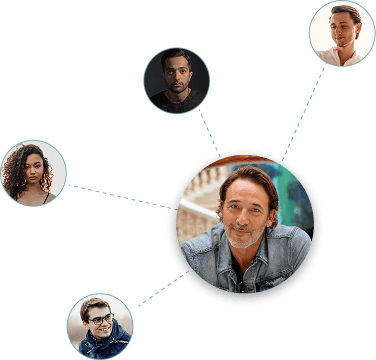 Des avatars liés par des tirés.